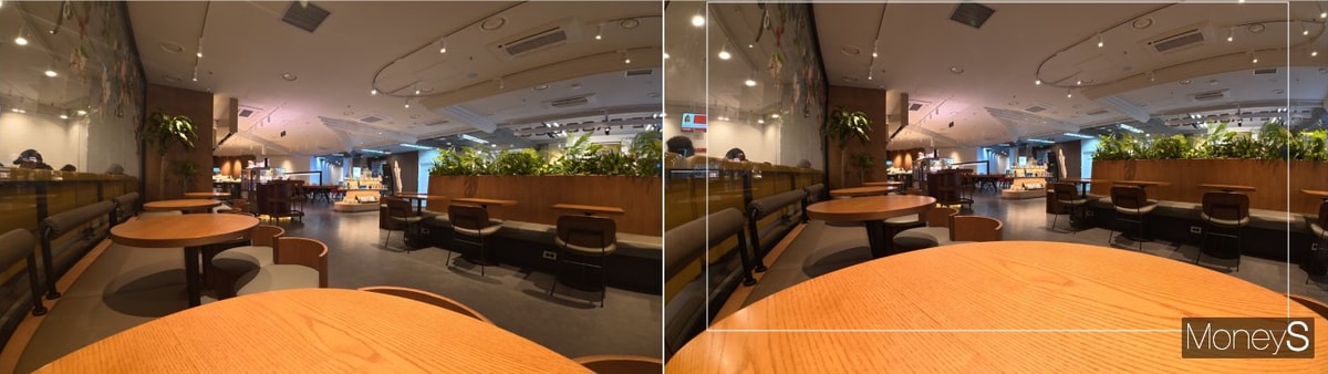 기본 화각과 182° FOV 부스터 렌즈로 촬영한 시야각 차이. /사진=김대영 기자