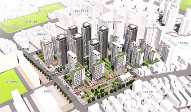 GS건설이 송파한양 2차 재건축 시공사 입찰에 단독으로 참여했다. 이미지는 송파한양2차아파트 재건축 정비사업 예상도.  /그래픽=서울시