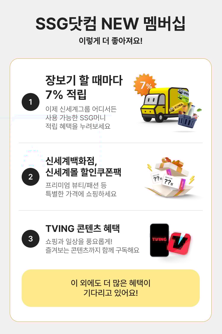 SSG닷컴 신규 멤버십 '쓱세븐클럽'의 주요 서비스. /사진=SSG닷컴