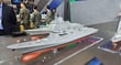 '2025 MADEX'에 전시된 HD현대중공업의 한국형 차기구축함(KDDX) 모형. /사진=최유빈 기자