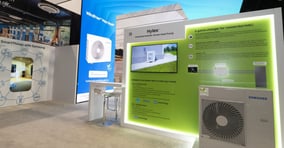 지난 10~12일(현지시간) 미국 플로리다주 올랜도에서 열린 북미 최대 공조 전시회 &#039;AHR 엑스포&#039;에 전시된 삼성전자의 고효율 하이브리드 인버터 실외기 &#039;하이렉스 R454B&#039;. / 사진=삼성전자