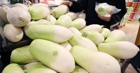 무 1개의 가격이 평년 가격에 비해 77.7% 비싼 것으로 나타났다. 서울 소재 한 대형마트에서 고객이 무를 구매하고 있다. /사진=뉴스