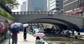 여름이 되면 어김없이 냉방 갈등이 되풀이된다. 사진은 청계천에서 더위를 피하고 있는 시민들의 모습. /사진=김혜원 기자