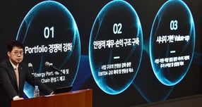 SK이노베이션이 4분기(9~12월) 판매량 감소가 불가피할 것으로 우려된다고 밝혔다. 사진은 박상규 SK이노베이션 사장이 서울 종로구 SK서린빌딩 수펙스홀에서 열린 SK이노베이션·SK E&S 합병, SK온·SK트레이딩인터네셔널·SK엔텀' 합병관련 기자간담회에 참석, 배경 및 추진 방향을 설명하는 모습. /사진=임한별 기자