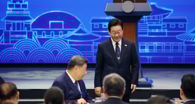 위성락 대통령실 국가안보실장이 한·중 정상회담과 관련된 언론 브리핑을 진행했다. 사진은 한·중 정상회담 국빈 만찬장 모습. /사진=뉴시스