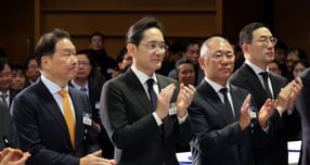 (왼쪽부터)최태원 SK회장, 이재용 삼성전자 회장, 정의선 현대차 회장, 구광모 LG 회장./ 사진=대통령실통신사진기자단 /사진=조수정