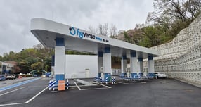 SK이노베이션 E&amp;S 자회사인 SK플러그하이버스가 맡아 운영에 나설 성남 사송 액화 수소 자동차 충전소 전경. /사진제공=성남시