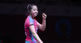 여자 탁구 에이스 신유빈이 월드테이블테니스 시리즈 상위급 대회인 WTT 챔피언스 프랑크푸르트에서 8강에 올랐다. 사진은 지난 5월21일 신유빈이 카타르 도하 루사일 아레나에서 열린 2025 국제탁구연맹(ITTF) 세계선수권대회 여자단식 32강 이탈리아 가이아 몬파르디니와 경기 승리 후 환호하고 있는 모습. /사진=뉴스