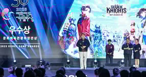 김정민 넷마블넥서스 대표가 2025 대한민국 게임대상에서 수상 소감을 말하고 있다. /사진=넷마블