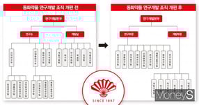 동화약품 R&amp;D(연구·개발) 조직 개편 내용이 주목된다. 사진은 조직 개편 전후 조직도 변화. /그래픽=강지호 기자