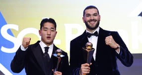 KBO리그 시상식에서 4명의 선수가 두개 이상 수상에 성공했다. 사진은 신인왕과 출루율상을 수상한 안현민(왼쪽)과 투수 부문 4관왕과 정규시즌 MVP를 수상한 코디 폰세. /사진=뉴시스