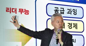 홍성국 전 더불어민주당 최고위원(혜안리서치 대표)이 25일 머니S &#039;어센드 코리아 7&#039;(Ascend Korea 7) 출범식에서 &#039;대한민국 GDP(국내총생산) 7만달러 시대 선결 조건&#039;에 대해 발표했다. 사진은 발표를 진행하는 홍 전 최고위원. /사진=장동규 기자