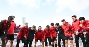 부천FC 1955가 창단 첫 1부 리그 진출을 노린다. 사진은 부천FC 선수단의 모습. /사진=부천FC1955 제공