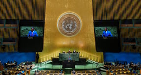 2028년 6월 제4차 UN해양총회 한국 개최가 확정됐다. 사진은 지난 9월29일 미국 뉴욕 유엔본부에서 열린 제80차 유엔 총회의 모습. 해당 기사와 직접적인 연관 없음. /사진=로이터