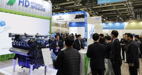 WHE 2025 베스트 프로덕트 미디어 어워드에서 베스트 픽에 선정된 HD현대인프라코어 부스. /사진=한국자동차기자협회