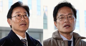 박범계, 박주민 더불어민주당 의원이 '국회 패스트트랙 충돌' 사건에 대한 1심에서 벌금형 선고를 유예받았다. 사진은 지난달 28일 박범계, 박주민 의원이 서울 양천구 남부지방법원에서 열린 국회 패스트트랙(신속처리안건) 충돌 사건 관련 결심 공판에 출석하며 취재진 질문에 답하고 있는 모습. /사진=뉴스