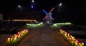  22일 완료한 일동면 청계저수지 꽃밭 구간 경관조명. /사진제공=포천시