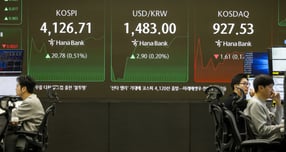 미국 증시가 산타랠리 기대감에 상승 마감한 가운데 코스피도 장 초반 상승세다. 다만 환율은 1483원을 기록했다. 사진은 이날 오전 서울 중구 하나은행 딜링룸 전광판에 표시된 개장시황과 환율. /사진=뉴시스