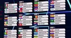 지난  5일(현지 시간) 미국 워싱턴의 케네디 센터에서 열린 2026 국제축구연맹(FIFA) 북중미 월드컵 조 추첨식이 끝난 후 각 조 편성이 화면에 표시되고 있다. /사진제공=뉴시스