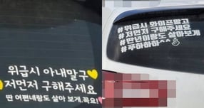 불건전한 문구가 적힌 차량 뒷유리 스티커가 목격돼 논란이다. 사진은 불쾌감을 주는 차량 뒷유리 스티커. /사진=온라인 커뮤니티 캡처