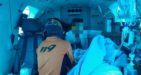 소방헬기로 이송 중인 산모가 여아를 출산했다./사진=뉴시스(제주도소방안전본부 제공)