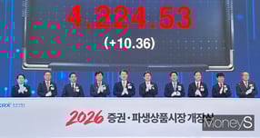 한국거래소가 2일 2026년 증시 첫 개장을 앞두고 개장식을 열었다. 사진은 이날 한국거래소 개장식에서 개장시황이 표시되고 있는 모습. /사진=이동영 기자