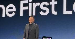 삼성전자 노태문 대표이사 사장(DX부문장)이 CES 2026 '더 퍼스트룩' 프레스 컨퍼런스에서 연설을 하고 있다. /사진=정연 기자