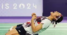 안세영이 2026년 첫 번째 대회 첫 경기에서 연장 혈투 끝에 역전승을 챙겼다. 사진은 2024년 파리올림픽 당시 안세영의 모습. /사진=로이터