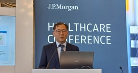 전태연 알테오젠 대표가 'JP모건 헬스케어 콘퍼런스'(JPMHC)를 통해 대규모 기술이전 가능성을 내비쳤다. 사진은 JPMHC APAC(아시아태평양) 트랙발표를 진행한 전 대표. /사진=알테오젠