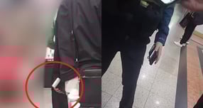 국내 최대 화장품 편집숍에서 불법 촬영을 하던 남성이 붙잡혔다. 사진은 불법 촬영하다 붙잡힌 남성의 범행 과정. /사진=유튜브 '감빵인도자' 캡처