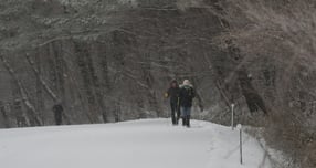 오는 21일 최저기온이 영하 17도까지 떨어지며 전라권과 제주도에는 눈이 예보됐다. 사진은 지난 2일 제주시 1100도로를 찾은 탐방객들이 눈 쌓인 도로 위를 걸어간 모습. /사진=뉴시스