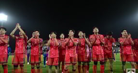 한국  U-23 축구대표팀이 20일 일본과 일본과 아시아축구연맹(AFC) 23세 이하(U-23) 아시안컵 4강전에 나선다. 사진은 U-23 축구대표팀이 지난 18일(한국시각) 사우디아라비아 제다 킹 압둘라 스포츠 시티에서 열린 2026 아시아축구연맹(AFC) U-23 아시안컵 8강전 대한민국 vs 호주 경기에서 2-0 승리 후 기뻐한 모습. /사진=뉴시스(대한축구협회 제공) 