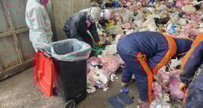 고양시 민간위탁 처리업체에서 종량제 봉투 내 음식물류 폐기물을 분리하고 있다. /사진제공=고양특례시