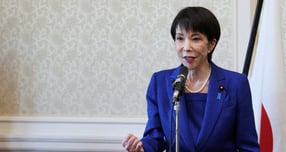 다카이치 사나에 일본 총리가 23일 중의원(하원) 해산을 결정했다. 사진은 다카이치 총리가 23일 일본 도쿄에서 열린 자민당 의원 회의에서 연설한 모습. /사진=로이터