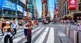 제너시스BBQ가 북미 시장의 성공 DNA를 유럽 대륙에 이식, 현지 합작법인을 통한 직진출을 선언하며 글로벌 2.0 시대를 예고했다. 사진은 지난해 BBQ가 뉴욕 타임스스퀘어에 30주년 기념 캠페인 영상을 송출한 모습. /사진=제너시스BBQ