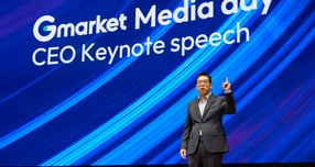 G마켓이 최근 모바일 앱 개편을 통해 개인화 추천 기능을 대폭 확대하고 AI 큐레이션 시장 선점에 나섰다. 지난해 10월 신세계그룹과 알리바바의 합작법인 출범 미디어데이에서 제임스 장(장승환) 지마켓 대표가  사업 전략 및 미래 비전에 대해 설명하고 있다. /사진=뉴스