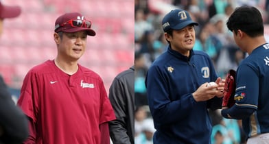 과거 키움 히어로즈에서 활약한 강병식 코치와 김수경 코치가 친정팀에 합류했다. 사진은 넥센 히어로즈 시절 강병식 코치(왼쪽)와 NC다이노스에서 활약한 김수경 코치. /사진=뉴스