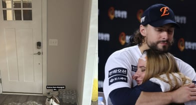 한화 이글스에서 활약한 라이언 와이스 부부가 남다른 한국사랑을 뽐냈다. 사진은 5일(한국시각) 와이스의 아내 헤일리가 올린 현관 사진(왼쪽). /사진=헤일리 인스타그램 캡처