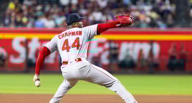 보스턴 레드삭스 아롤디스 채프먼이 올해의 구원상을 수상했다. 사진은 보스턴에서 활약 중인 채프먼. /사진=로이터