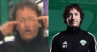 전북 현대모터스 서포트 연합이 인종차별 논란으로 타노스 수석코치에게 내려진 중징계를 철회할 것을 요구하는 성명문을 냈다. 사진은 지난 8일 대전 하나시티즌전에서 항의하는 타노스 코치(왼쪽)의 모습. /사진=온라인커뮤니티·전북현대모터스 홈페이지 캡처