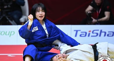 유도 허미미가 29일 열린 아부달리 그랜드슬램 여자 57㎏급 결승에서 금메달을 확정한 모습. /사진=뉴스1(국제유도연맹 제공) 