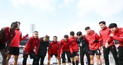 부천FC 1955가 창단 첫 1부 리그 진출을 노린다. 사진은 부천FC 선수단의 모습. /사진=부천FC1955 제공