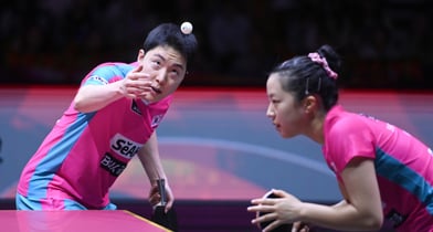 임종훈과 신유빈이 WTT 홍콩 파이널스 2025에서 우승했다. 사진은 지난 5월 카타르 도하 루사일 아레나에서 열린 2025 국제탁구연맹(ITTF) 세계선수권대회 경기장면. /사진=뉴스1(사진공동취재단)