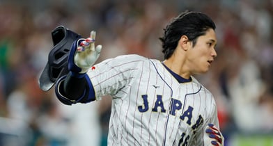 일본 야구대표팀이 간판스타 오나티 쇼헤이를 포함 8명의 선수가 월드베이스볼클래식에 참가한다고 밝혔다. 사진은 2023 월드베이스볼클래식에 출전한 오타니. /사진=로이터