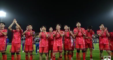 한국  U-23 축구대표팀이 20일 일본과 일본과 아시아축구연맹(AFC) 23세 이하(U-23) 아시안컵 4강전에 나선다. 사진은 U-23 축구대표팀이 지난 18일(한국시각) 사우디아라비아 제다 킹 압둘라 스포츠 시티에서 열린 2026 아시아축구연맹(AFC) U-23 아시안컵 8강전 대한민국 vs 호주 경기에서 2-0 승리 후 기뻐한 모습. /사진=뉴시스(대한축구협회 제공) 