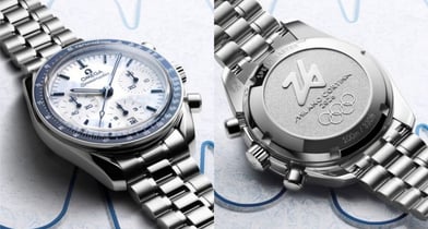 올림픽 타임키퍼 오메가가 2026 밀라노·코르티나담페초 동계올림픽에 출전한 한국 선수단 첫 금메달리스트를 위한 특별한 선물을 공개했다. 사진은 오메가 스피드마스터 38㎜ 올림픽 에디션 타임피스의 모습. /사진=뉴시스(오메가 제공)