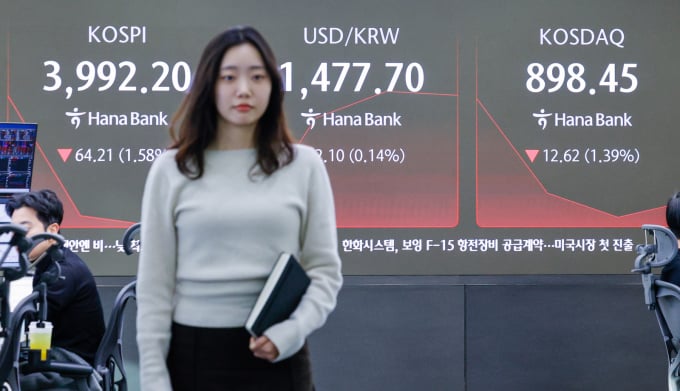 '하락 출발' 코스피, 외인·기관 매수에 낙폭 축소… 4000선 회복