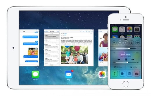 iOS7이 적용된 아이패드, 아이폰(사진=애플 홈페이지)