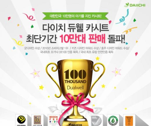 2010년 출시 '다이치 듀웰 카시트' 누적판매10만대 돌파