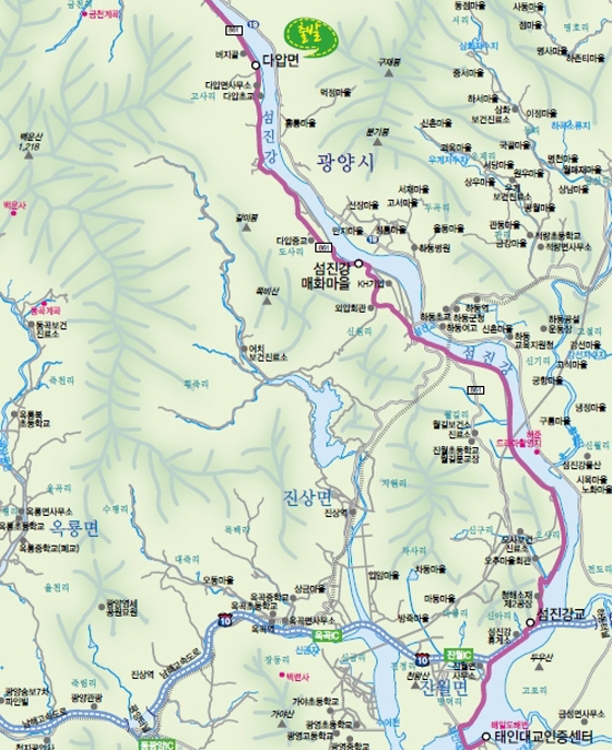 남도대교인증센터-매화마을-섬진교-망덕포구-태인동-태인대교인증센터 37.7km 구간에 소요시간은 2시간30분이다./이미지제공=전라남도